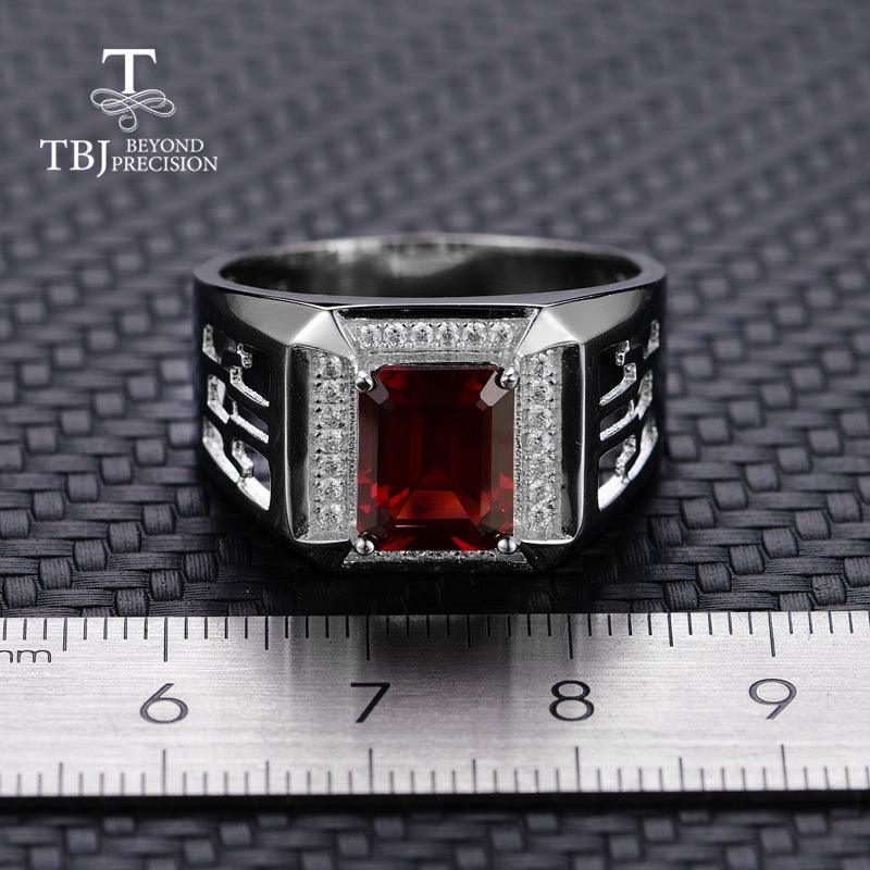 Natural Mozambique Garnet Men's Rings - TeresaCollections