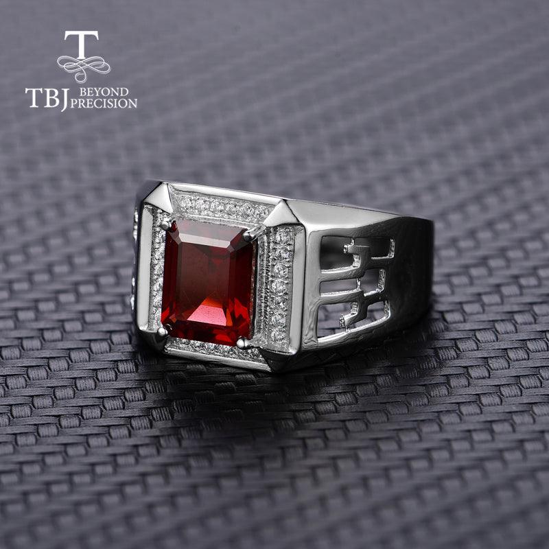 Natural Mozambique Garnet Men's Rings - TeresaCollections