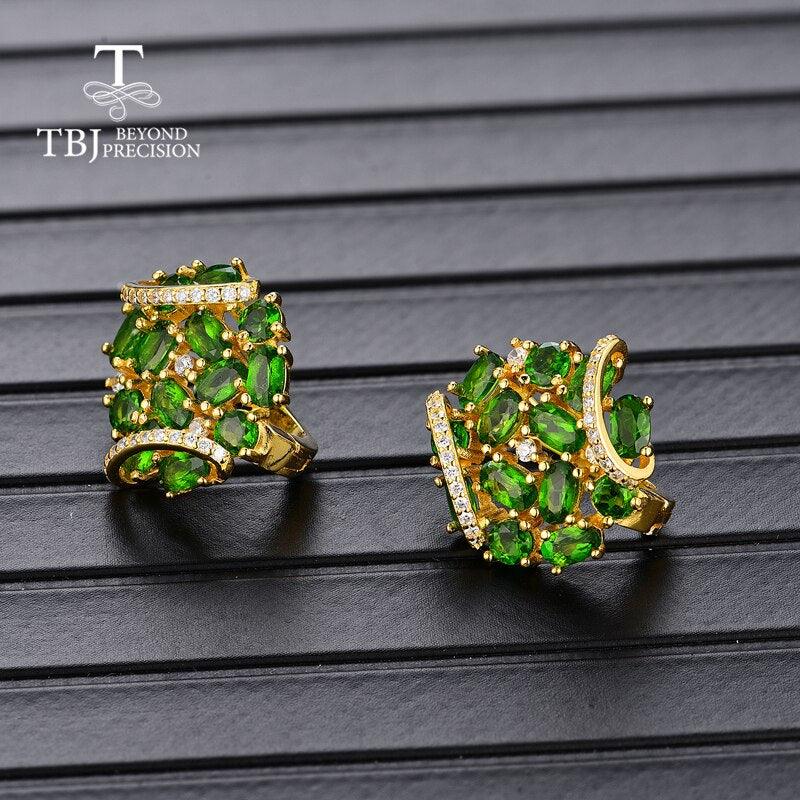 Natural Diopside Classic Rings and Earrings Set - TeresaCollections