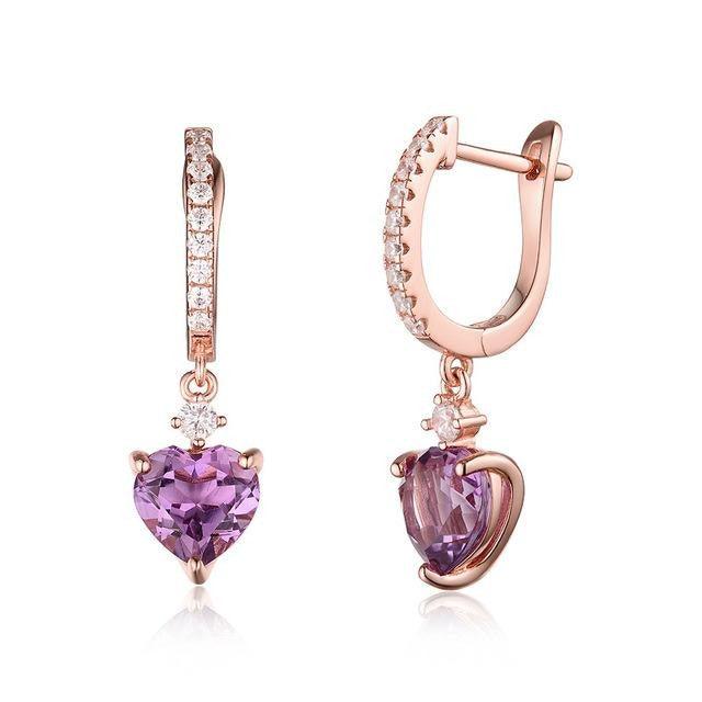 Amethyst Clasp Earrings - TeresaCollections