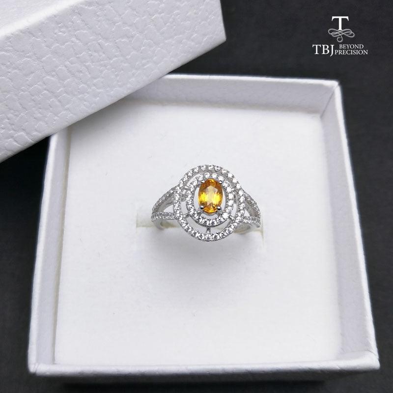 Natural yellow  Sapphire Oval Cut 4*6mm 0.5ct Gemstone Ring - TeresaCollections