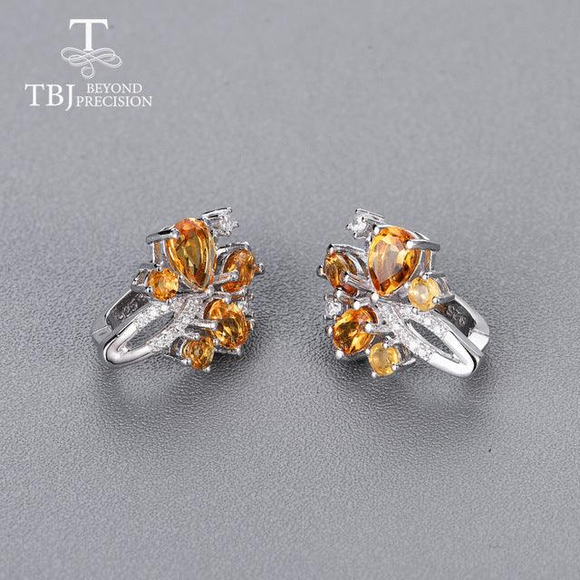Natural gemstone Citrine Earrings Rings Jewelry set - TeresaCollections