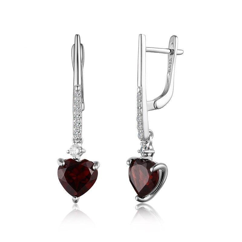 Red Garnet Heart Drop Earrings - TeresaCollections