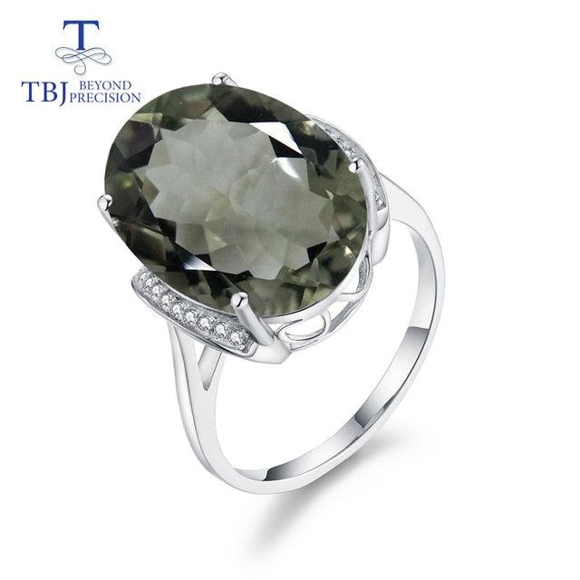 Green Amethyst Natural Gemstone Oval Ring - TeresaCollections