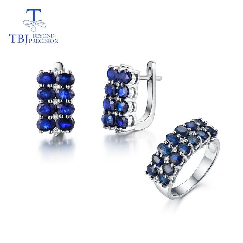 Sapphire Rings and Earrings Jewelry Set - TeresaCollections