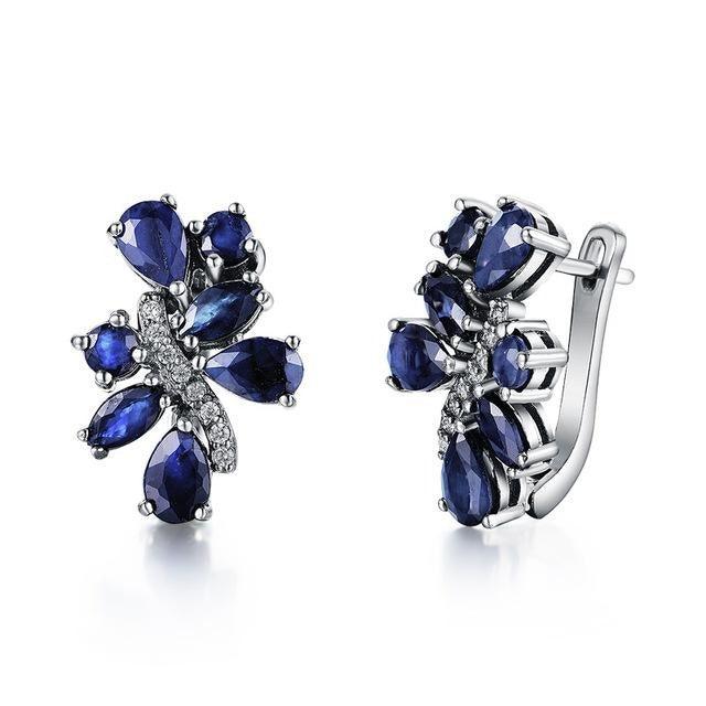 Sapphire Rings and Earrings Jewelry Set - TeresaCollections