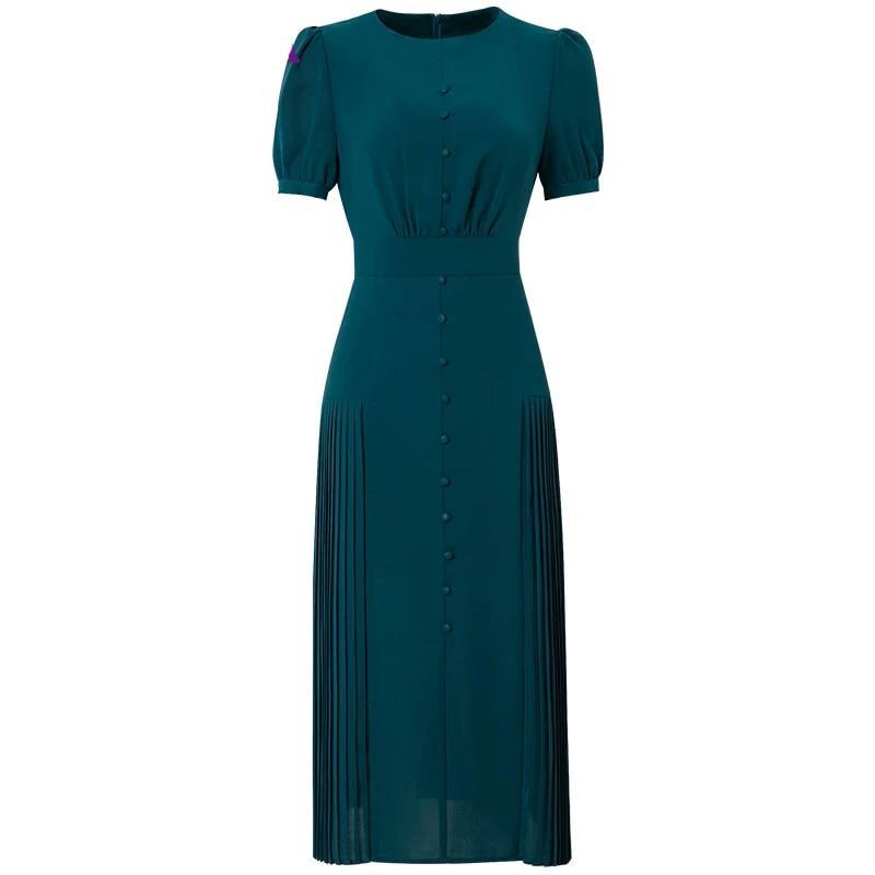 Green Vintage Midi Dress - TeresaCollections