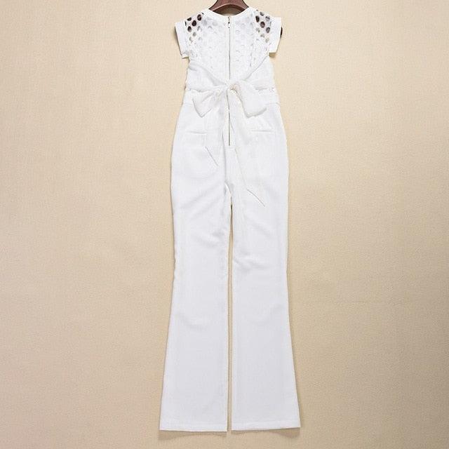 Short Sleeve High Waist Bow knot Slim Jumpsuit - TeresaCollections