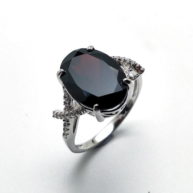 Natural Garnet Sterling Silver Gemstone Ring - TeresaCollections