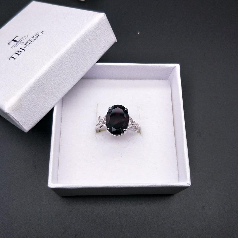 Natural Garnet Sterling Silver Gemstone Ring - TeresaCollections