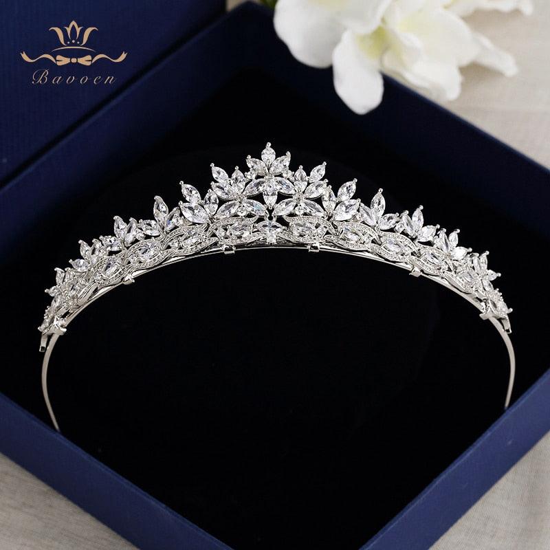 Royal Sparkling Zircon Bridal Wedding Tiara - TeresaCollections