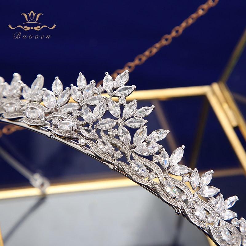 Royal Sparkling Zircon Bridal Wedding Tiara - TeresaCollections