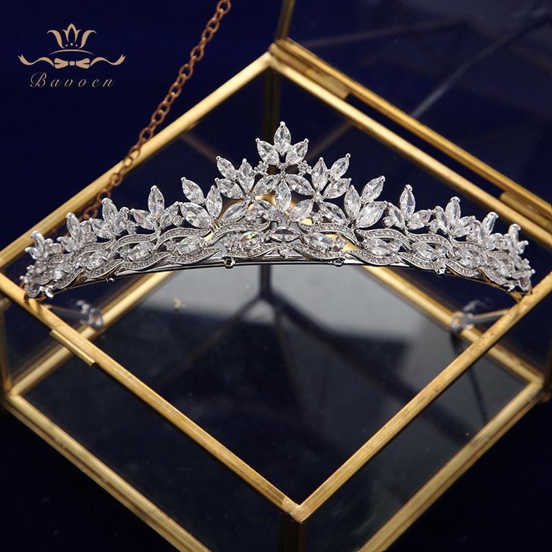 Royal Sparkling Zircon Bridal Wedding Tiara - TeresaCollections