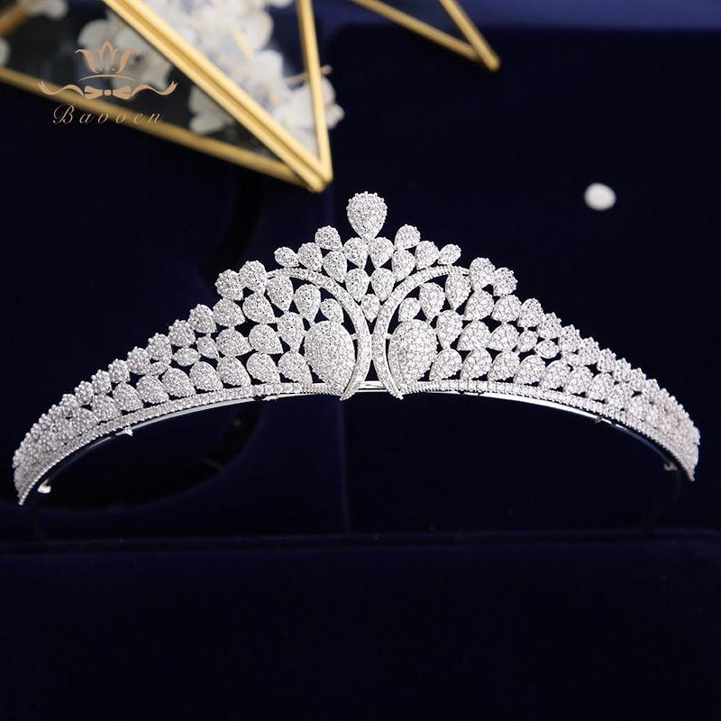 European Crystal Royal Silver Zircon Wedding Tiaras - TeresaCollections