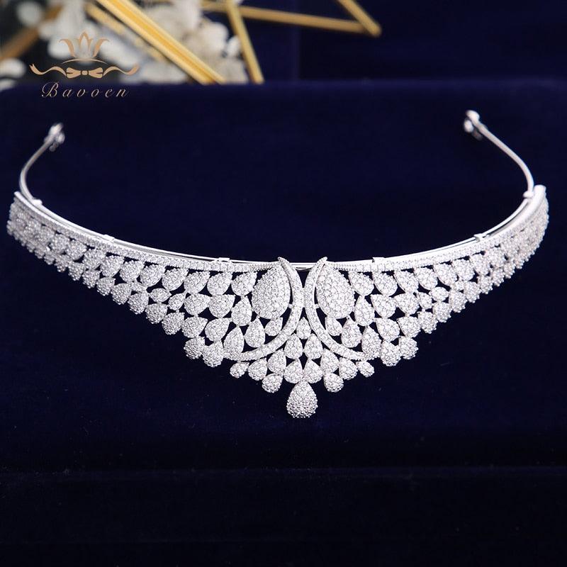 European Crystal Royal Silver Zircon Wedding Tiaras - TeresaCollections