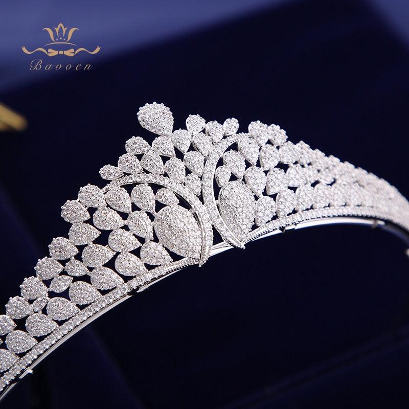 European Crystal Royal Silver Zircon Wedding Tiaras - TeresaCollections