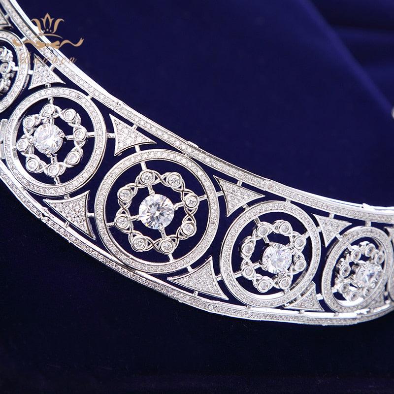 Luxurious Sliver Full Zircon Sparkling Wedding Tiaras - TeresaCollections