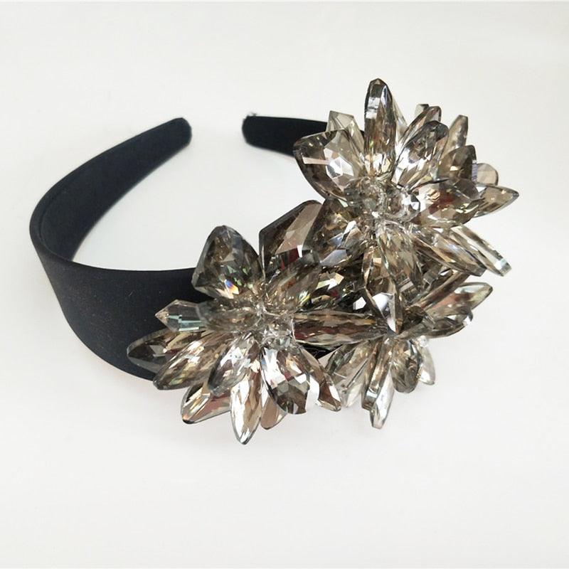 Royal Sparkling Zircon Silver Crystal Flower Bridal Hairbands - TeresaCollections
