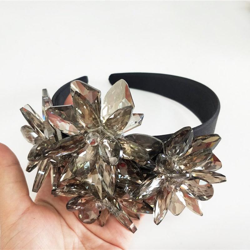 Royal Sparkling Zircon Silver Crystal Flower Bridal Hairbands - TeresaCollections