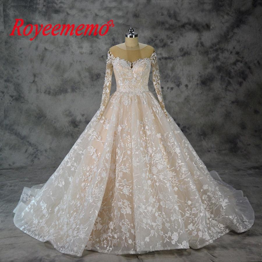 Vintage Long Sleeve Wedding Dress Ball Gown - TeresaCollections