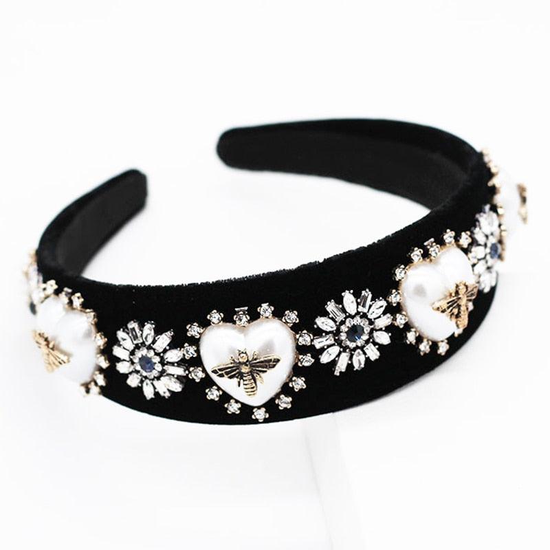 Vintage Pearl Rhinestones Tiara Headpieces - TeresaCollections
