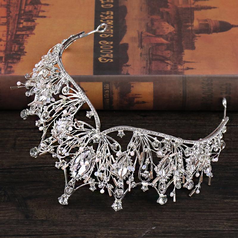 Vintage Silver Big Crown Luxury Baroque Crystal Crown - TeresaCollections