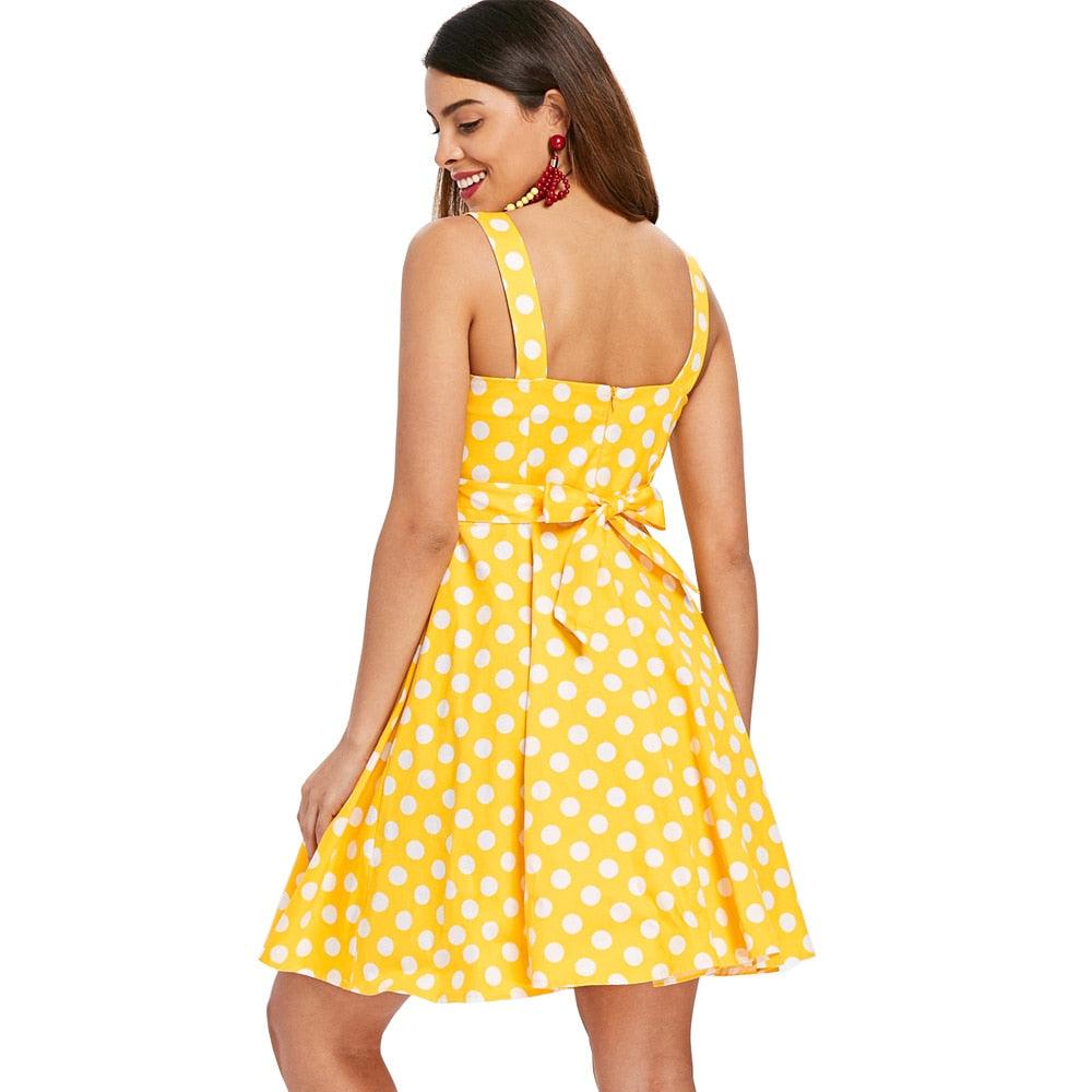 Vintage yellow top polka dot dress