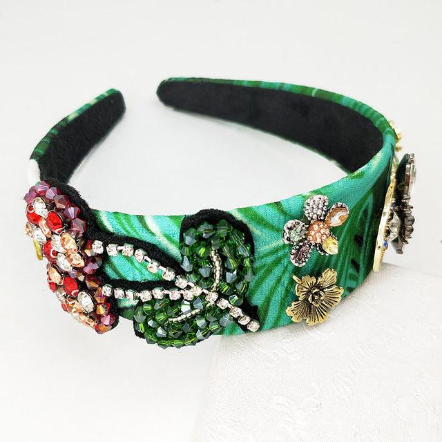 Green Rhinestones Crystal HairBands - TeresaCollections