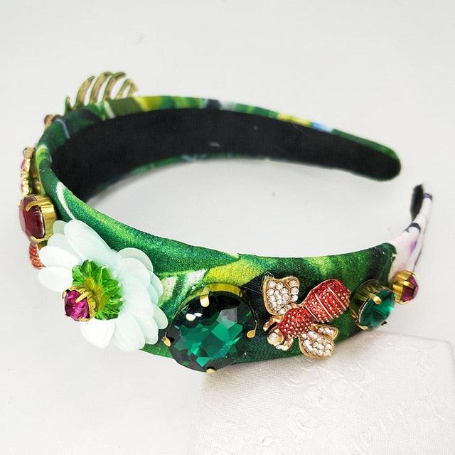 Green Rhinestones Crystal HairBands - TeresaCollections