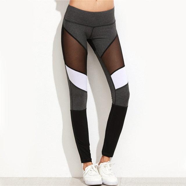 Patchwork Elastic Sport Leggings Yoga Pants - TeresaCollections