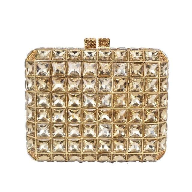 Squared Crystal Rhinestones Evening Bag - TeresaCollections