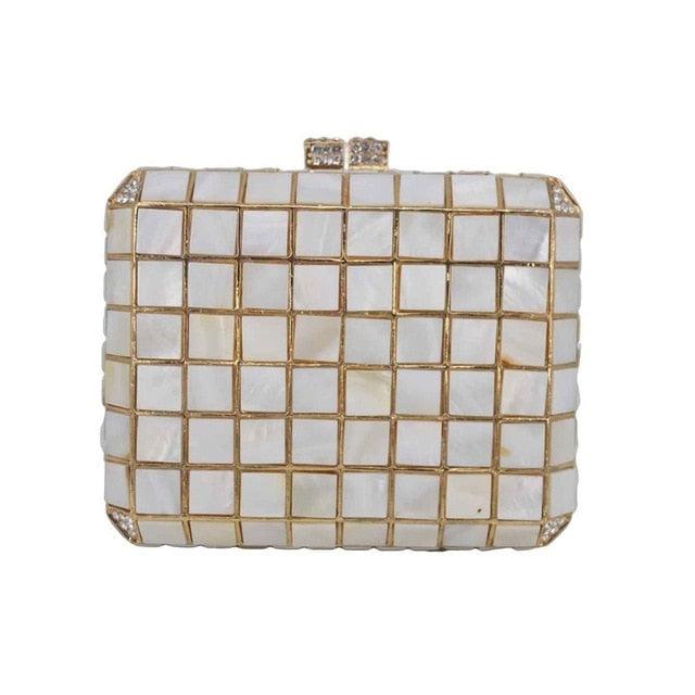 Squared Crystal Rhinestones Evening Bag - TeresaCollections