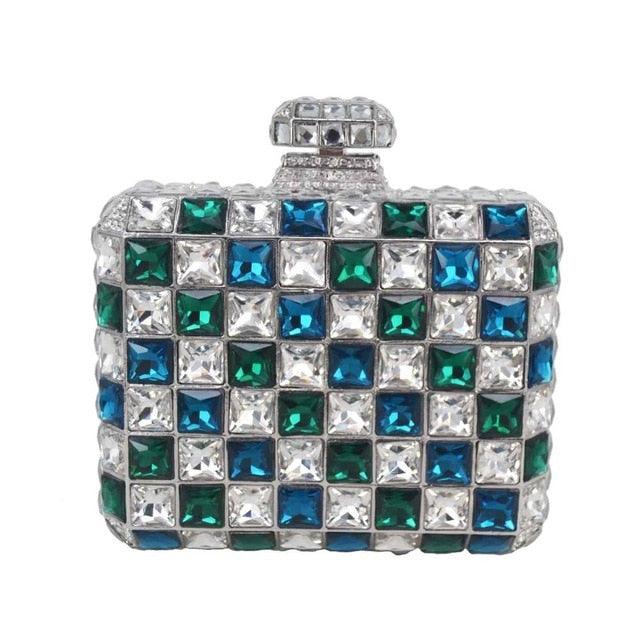 Squared Crystal Rhinestones Evening Bag - TeresaCollections