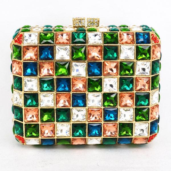 Squared Crystal Rhinestones Evening Bag - TeresaCollections