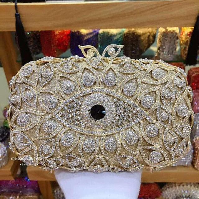 Bird Eye Crystal Evening Bag - TeresaCollections