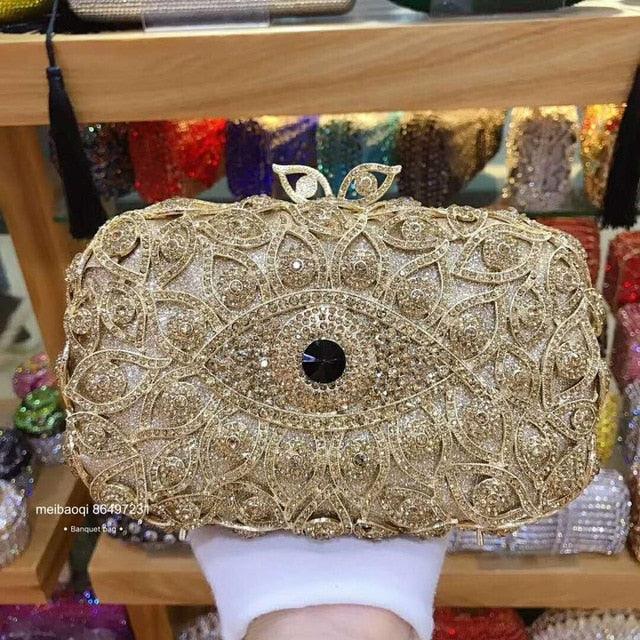 XIYUAN gold Clutch Purse Women Party Bag Luxury Handbag Crystal