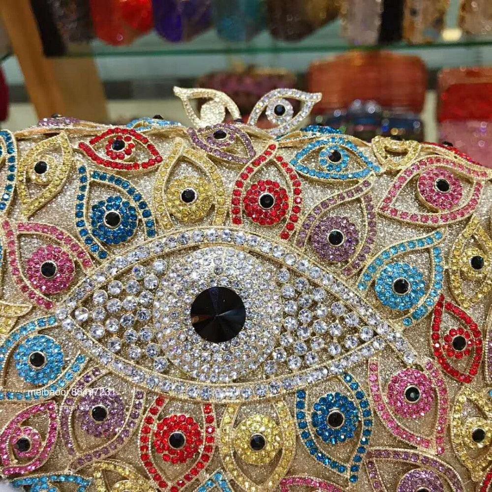 Bird Eye Crystal Evening Bag - TeresaCollections