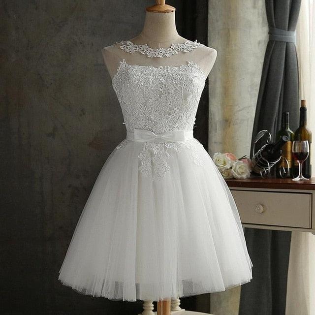 Sleeveless Lovely White Bowknot Short Dress - TeresaCollections
