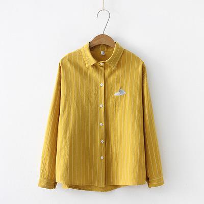 Stripe Weather Embroidery Lady Blouse - TeresaCollections