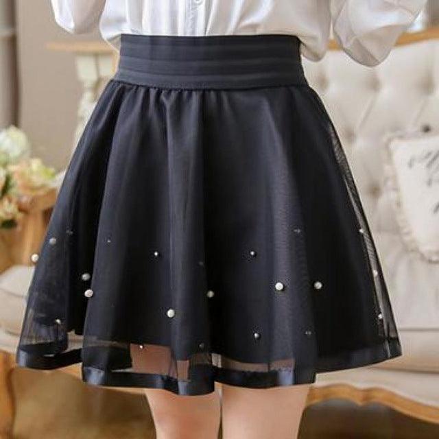 Mesh High Waist Female Mini Puff Skirt - TeresaCollections
