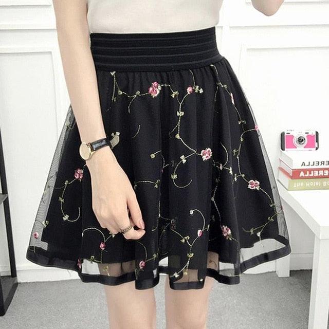 Mesh High Waist Female Mini Puff Skirt - TeresaCollections