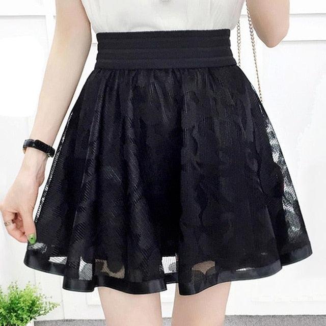 Mesh High Waist Female Mini Puff Skirt - TeresaCollections