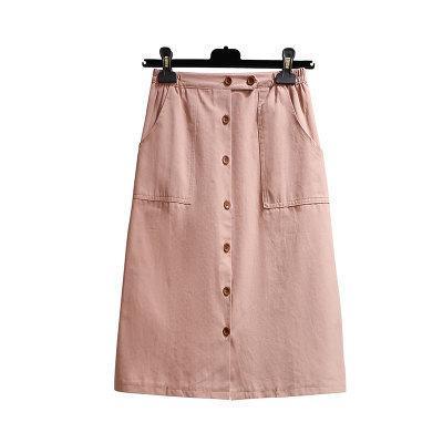 Single-breasted One Slice Type High Waist Khaki Skirt - TeresaCollections