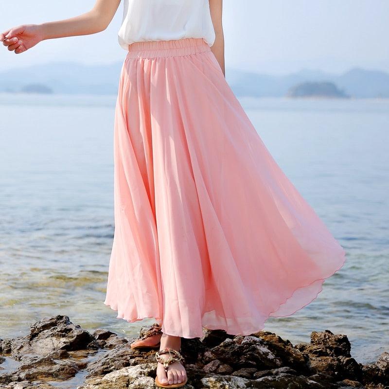 Casual Solid Ankle-length Natural Women Skirts - TeresaCollections