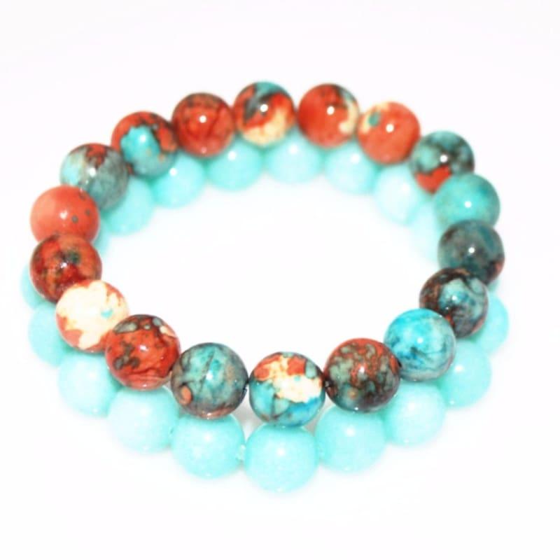 Amazonite Gemstone Stretch Bracelets - Handmade