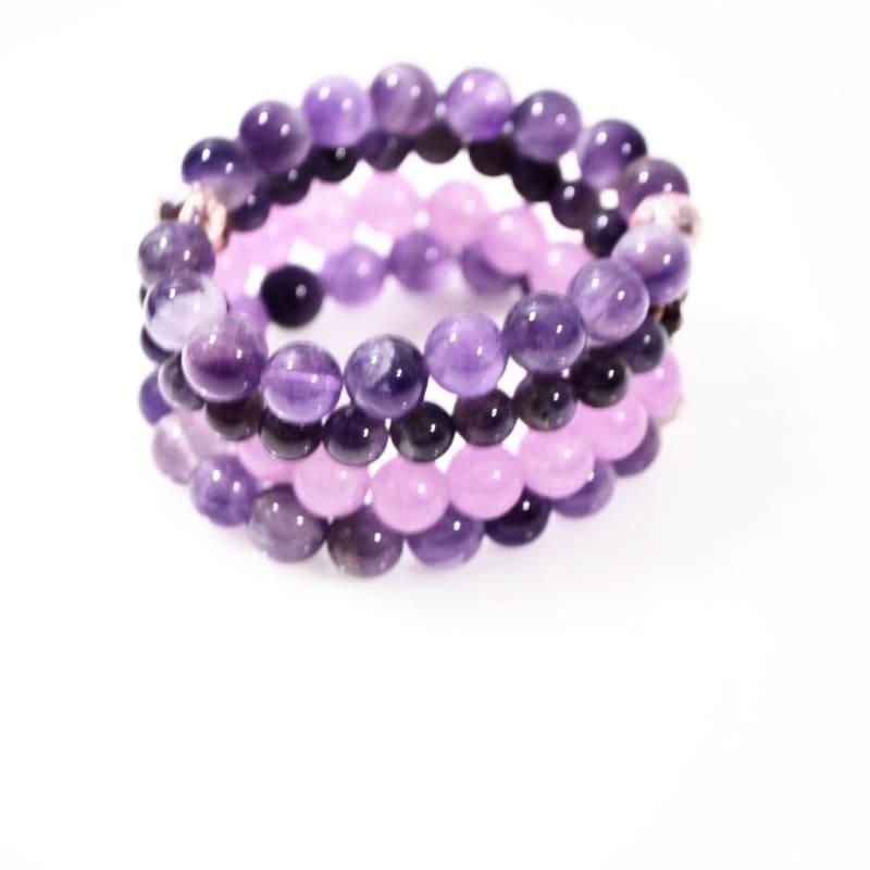 Amethyst And Purple Carnelian Beaded Multi Strands Stretch Women's Bracelets - TeresaCollections