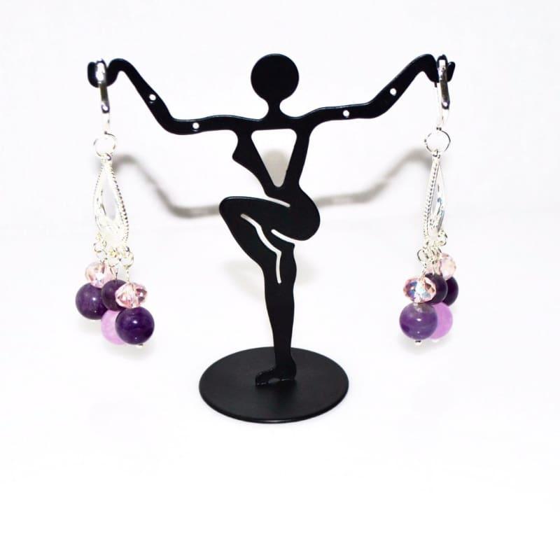 Amethyst Crystal Chandelier Earrings - TeresaCollections