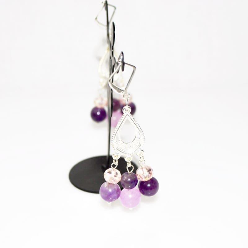 Amethyst Crystal Chandelier Earrings - TeresaCollections