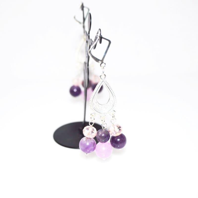 Amethyst Crystal Chandelier Earrings - TeresaCollections