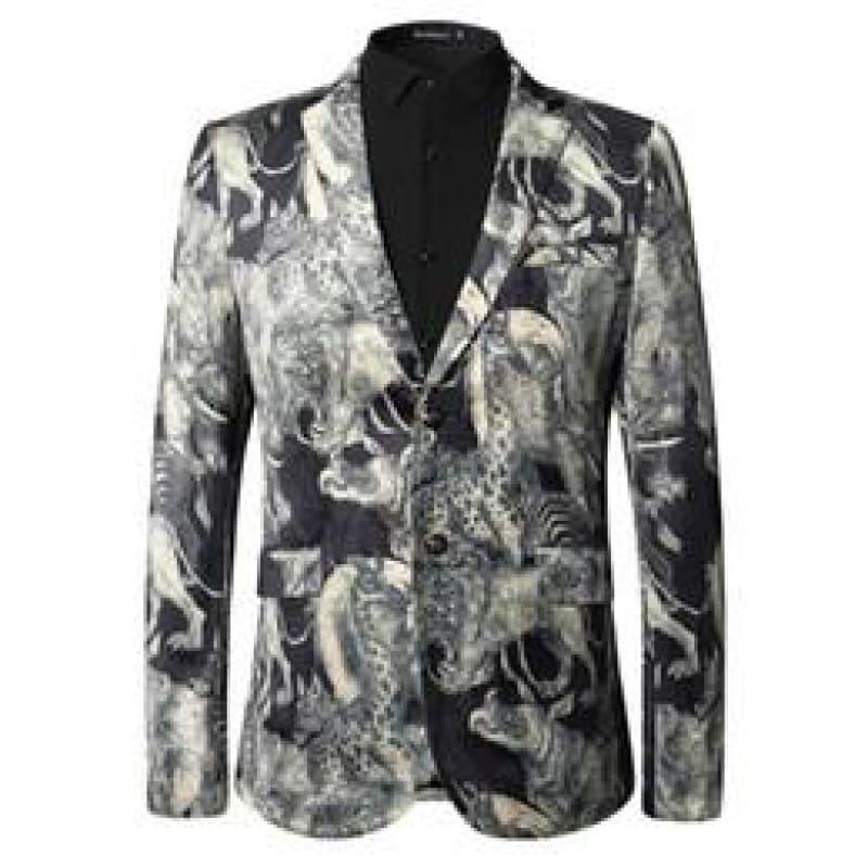 Animal Pattern Fashion Printed Blazer European And American Style Blazer - Mens Jackets